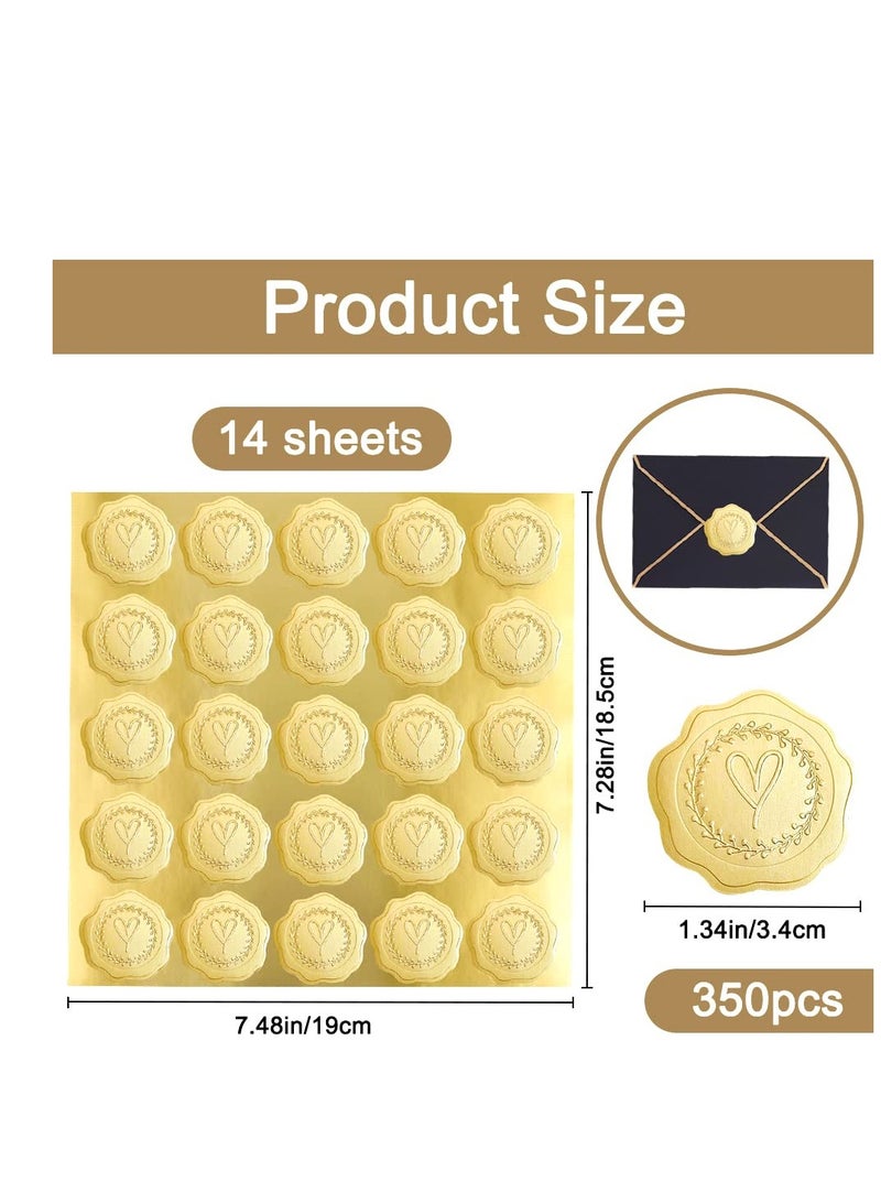 Zikra 350PCS Gold Embossed Heart Stickers Self-Adhesive Heart Envelope Seal Wax Looking Stickers Labels for Wedding Party Invitations Valentine's Day Party Favors, Greeting Cards, Gift Packaging - Image 5