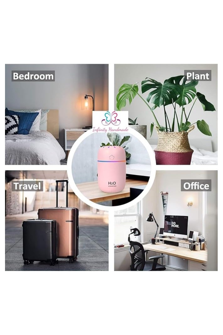 Enjoy a refreshing and calming atmosphere with the elegant groove-light design H2O diffuser, featuring a USB connection, in pink color. - Image 5