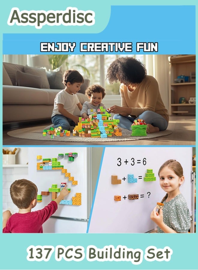 Assperdisc Magnetic Building Blocks,137PCS Magnetic Tiles for Kids Building Toys Set Ages 4-8,Magnet Cubes Building Toys for Boys Girls Ages 3 4 5 6 7 8-12 Birthday Gifts - Image 4