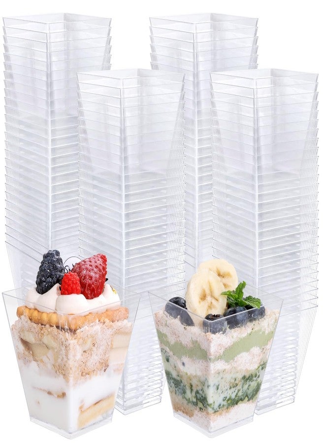 supernal 8oz Square Plastic Dessert Cups,Disposable Square Cups,Clear Dessert Cup 100pcs,Plastic Parfait Appetizer Cup Perfect for Birthday,Party,Wedding - Image 1