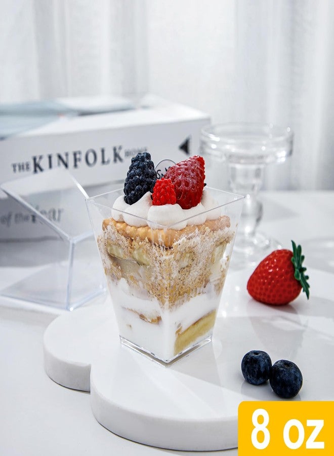 supernal 8oz Square Plastic Dessert Cups,Disposable Square Cups,Clear Dessert Cup 100pcs,Plastic Parfait Appetizer Cup Perfect for Birthday,Party,Wedding - Image 5
