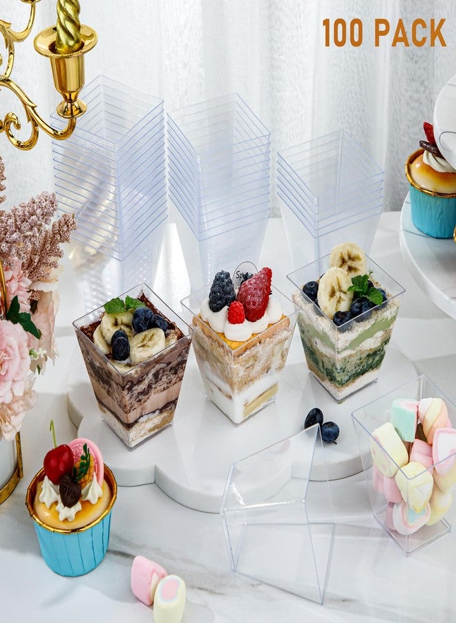 supernal 8oz Square Plastic Dessert Cups,Disposable Square Cups,Clear Dessert Cup 100pcs,Plastic Parfait Appetizer Cup Perfect for Birthday,Party,Wedding - Image 4