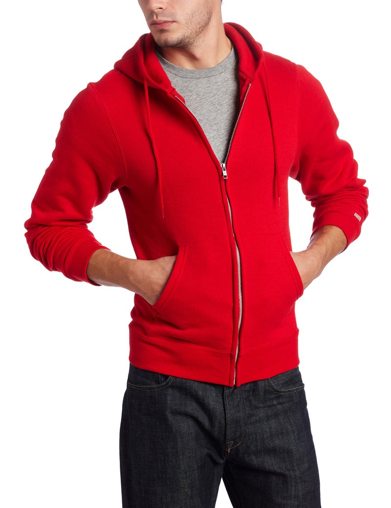 Soffe سويت شيرت هود مزود بسحاب من سوفي للرجال، أحمر، كبير - Image 1