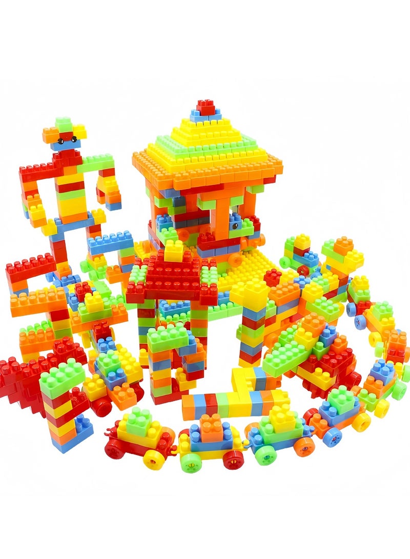 مجموعة مكعبات بناء متينة وملونة مكونة من 100 قطعة، مكعبات بناء تعليمية متعددة الألوان، خالية من مادة BPA، آمنة للأطفال من سن 3 سنوات فما فوق - Image 4