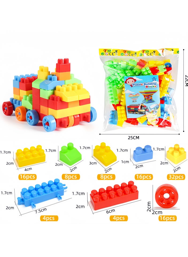 مجموعة مكعبات بناء متينة وملونة مكونة من 100 قطعة، مكعبات بناء تعليمية متعددة الألوان، خالية من مادة BPA، آمنة للأطفال من سن 3 سنوات فما فوق - Image 2
