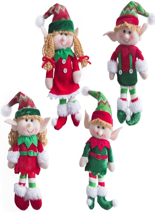WEWILL Adorable Flexible Christmas Elves Plush Dolls -Set of 4 Party Xmas Tree Decoration Holiday Santa Characters Ornaments 12-Inch - Image 1