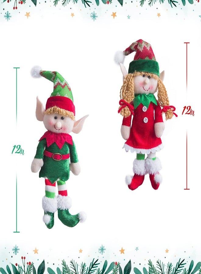 WEWILL Adorable Flexible Christmas Elves Plush Dolls -Set of 4 Party Xmas Tree Decoration Holiday Santa Characters Ornaments 12-Inch - Image 4