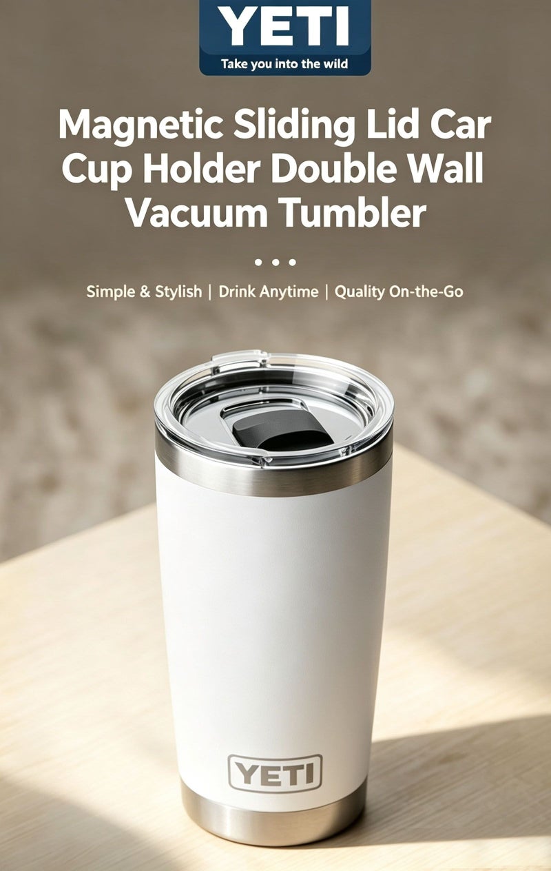 YETI Cross-border stock Yeti stainless steel vacuum insulated tumbler with magnetic lid 20oz cold keeping car cup custom - Image 1