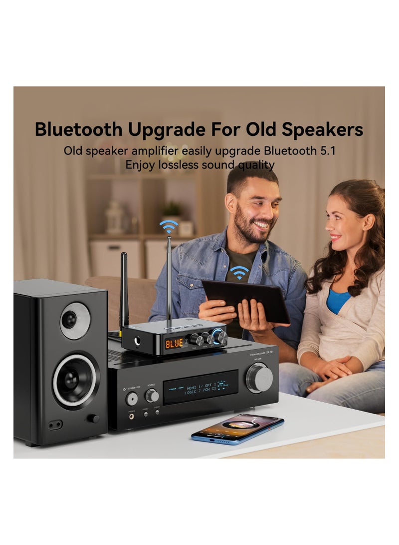 Bluetooth 5.1 Receiver for Home Stereo, 4-in-1 (with Remote) for Home Stereo TV, HiFi Wireless Audio Adapter with 3.5mm AUX, RCA, 6.5mm Mic Connection, FM Radio, Low Latency NFC Audio Adapter - Image 3