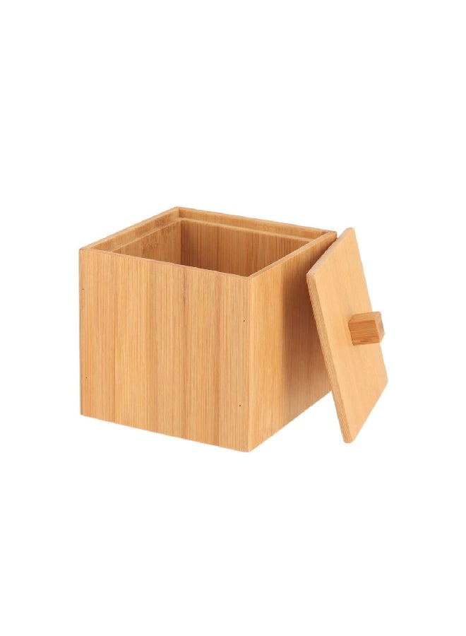 Tendance Square Shaped Natural Bamboo Cotton Box with Lid Brown 1 x 1 x 1 cm 6764195 - Image 1