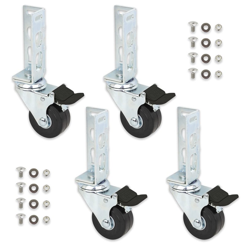 Tool Guy Republic 4Pc - Storage Rack Caster Wheels (Adapts To Boltless Self Locking Shelving Racks) (3"" (1500 Max Total Capacity)) - Image 1