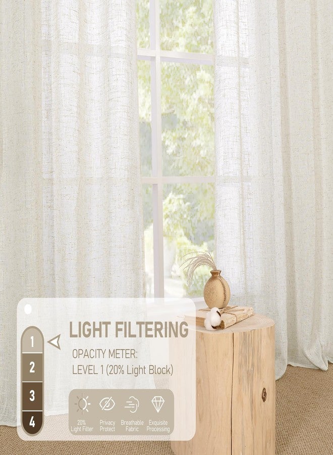 LAMIT Short Linen Kitchen Curtains 36 Inch Length for Windows, Cream Ivory Semi Sheer Light Filtering Panels Bronze Grommet Small Window Drapes for Cafe/Basement, Natural, 2 Panels, 34 x 36 Inch - Image 4