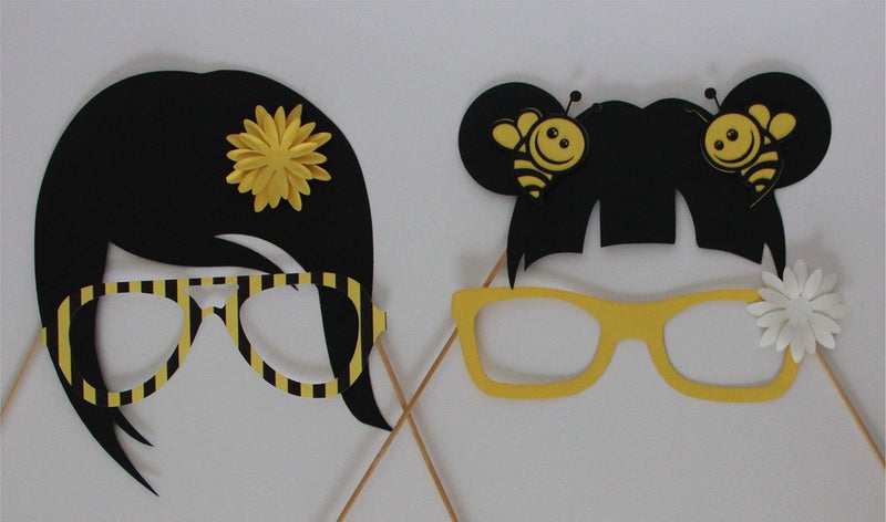 Pinfliers Bumblebee Baby Shower Themed Party Paper Photo Booth Props, 14 Pieces, Yellow, White and Black - Image 4