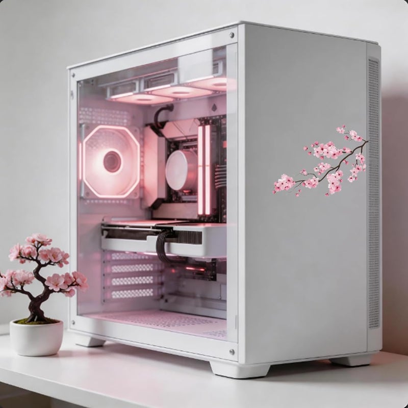 ARS 5.1" Japanese Cherry Blossom Graphic Stickers Laptop Decals for Windows Door Car Bumper DIY Decoration (E) - Image 3