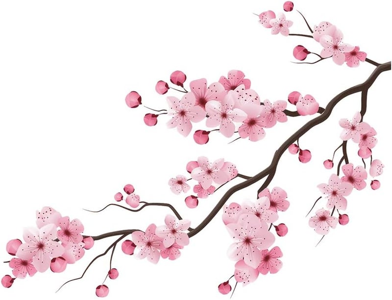 ARS 5.1" Japanese Cherry Blossom Graphic Stickers Laptop Decals for Windows Door Car Bumper DIY Decoration (E) - Image 1