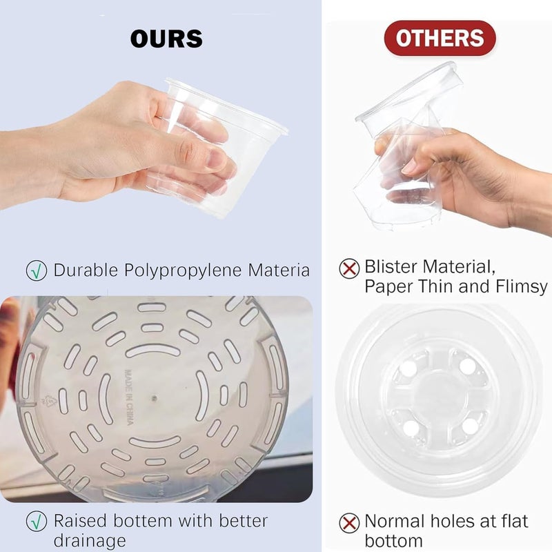 Hourleey 36 Pack 4/5/6/7 Inch Clear Nursery Pots for Plants, Plant Pots with Drainage Holes, Transparent Seedling Pots for Seed Starters Planter Flower - Image 4