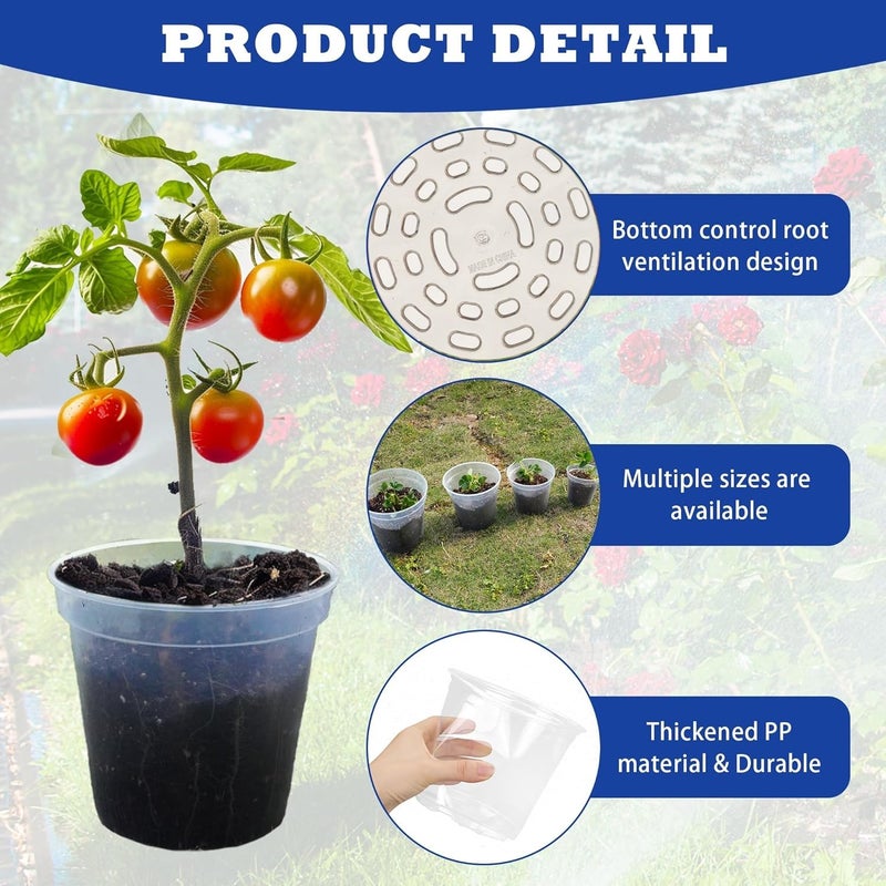 Hourleey 36 Pack 4/5/6/7 Inch Clear Nursery Pots for Plants, Plant Pots with Drainage Holes, Transparent Seedling Pots for Seed Starters Planter Flower - Image 3