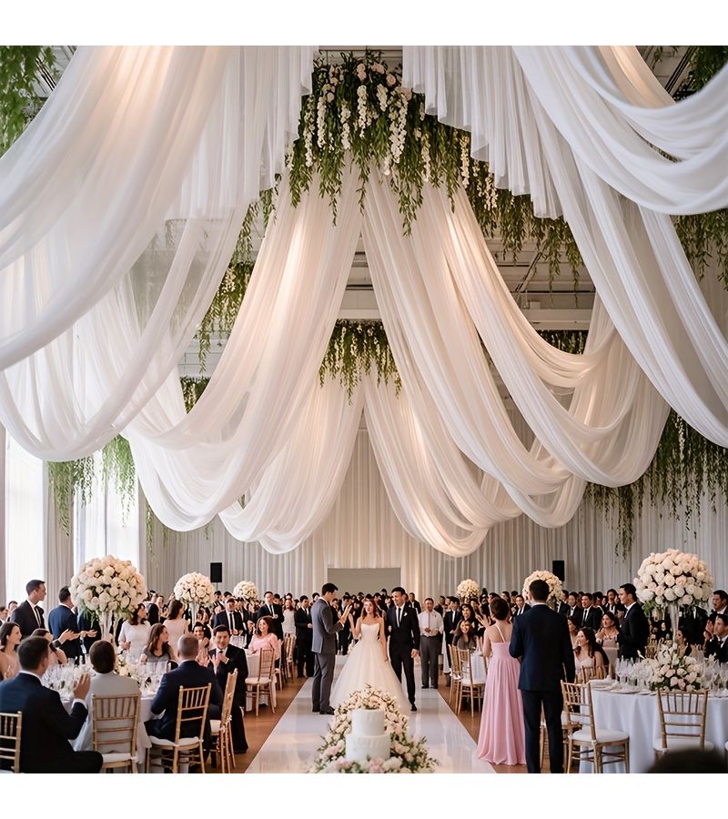 1pc White Tulle Fabric 1968.5 29.53 Inch Dreamy Wedding Decoration DIY Craft Netting Stage Background Staircase Handrail Table Runner Versatile Fabric - Image 5