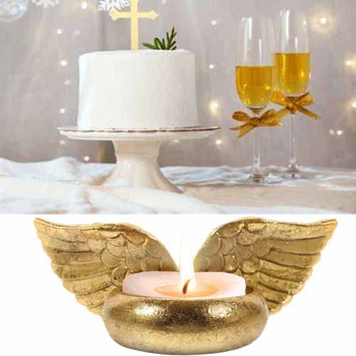 QIAOIDEA Angel Wings Tealight Candle Holder, 2 Pack Prayer Candle Holder for Christening Favor, Baptism Favor, Communion, Religious Favor Votive Holder Memorial Gifts - Image 2