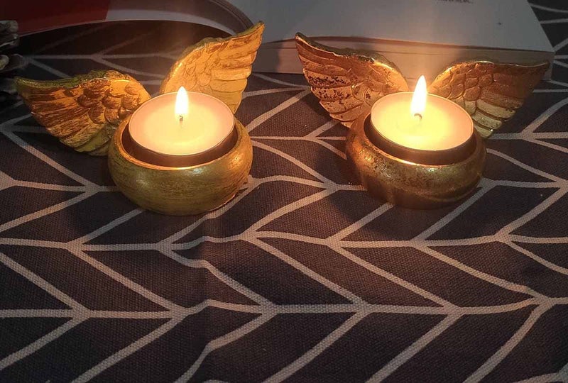 QIAOIDEA Angel Wings Tealight Candle Holder, 2 Pack Prayer Candle Holder for Christening Favor, Baptism Favor, Communion, Religious Favor Votive Holder Memorial Gifts - Image 5