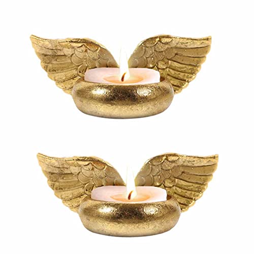 QIAOIDEA Angel Wings Tealight Candle Holder, 2 Pack Prayer Candle Holder for Christening Favor, Baptism Favor, Communion, Religious Favor Votive Holder Memorial Gifts - Image 1