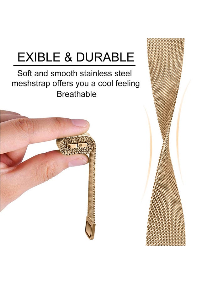 O Ozone - Milanese Stainless Steel Band For Redmi Watch 3 Lite Xiaomi Mi Watch 3 Lite, Metal Mesh Magnetic loop with Metal Protector Case for Women Men- Gold - Image 1
