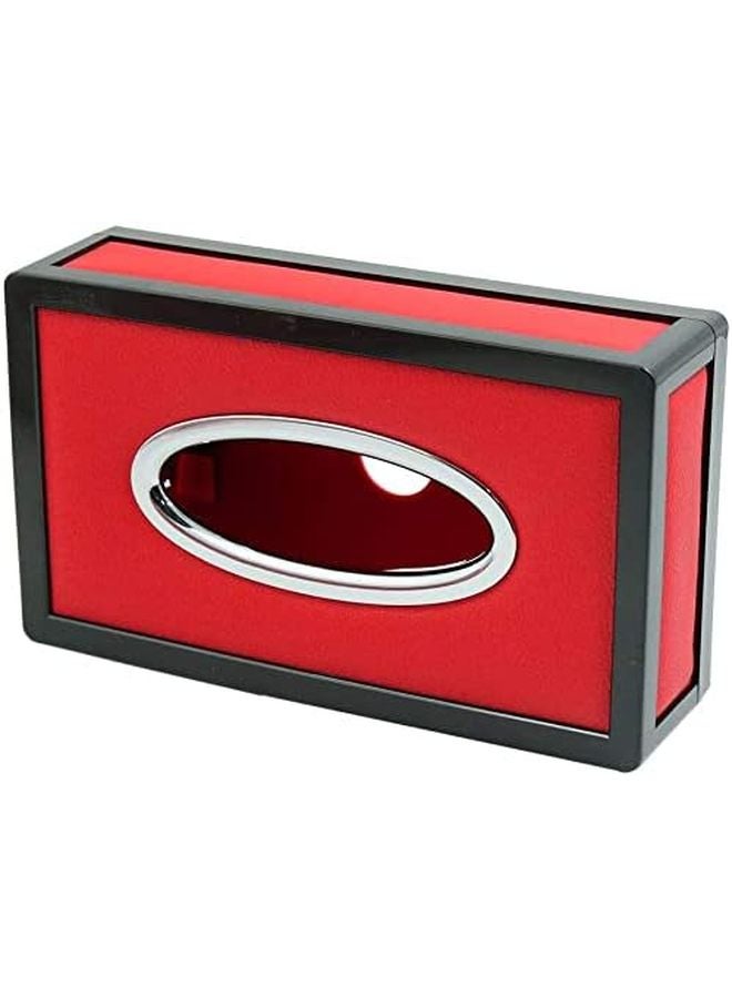 حامل علبة المناديل الجلدية الحمراء الوهمية لحالة المناديل الداخلية للسيارة - Image 2