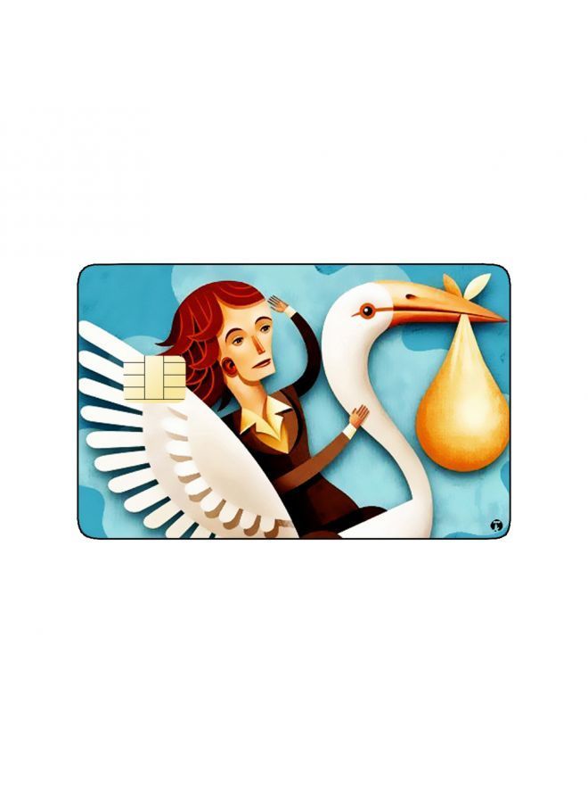 RKN PRINTED BANK CARD STICKER Beautiful Girl Drawing On Stork - Image 1