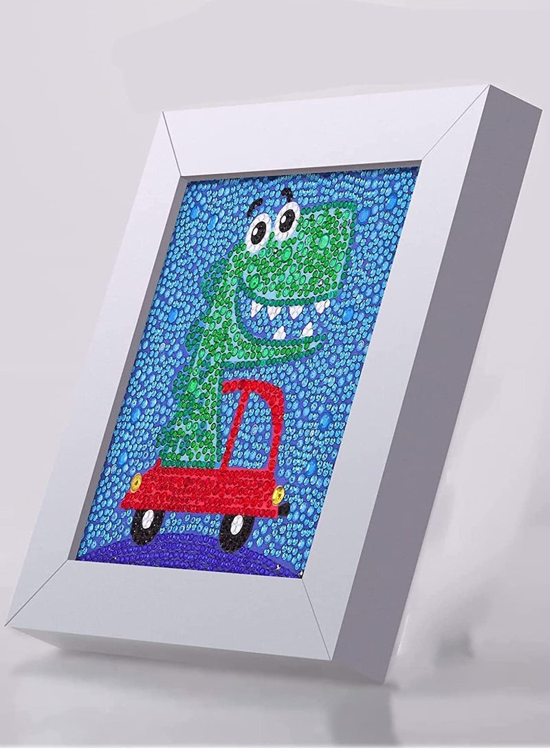 أطقم رسم الماس 5D للأطفال بإطار خشبي فنون وحرف الماس للأطفال ملصقات جواهر موزاييك حسب الأرقام أطقم رسم افعلها بنفسك إمدادات فنون وحرف رينستون هدية التطريز - Image 4