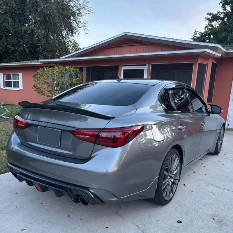 NeespoC Rear Diffuser W/LED Brake Light Fit for Infiniti Q50 2018-2024 3.0t/ Luxe/RED Sport 400/ Sensory,Rear Bumper Lower Lip Splitter Spoiler Body Kit Trim Exterior Accessories(Carbon Fiber Style) - Image 3