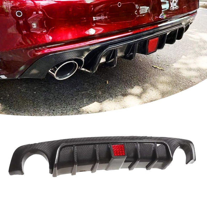 NeespoC Rear Diffuser W/LED Brake Light Fit for Infiniti Q50 2018-2024 3.0t/ Luxe/RED Sport 400/ Sensory,Rear Bumper Lower Lip Splitter Spoiler Body Kit Trim Exterior Accessories(Carbon Fiber Style) - Image 1