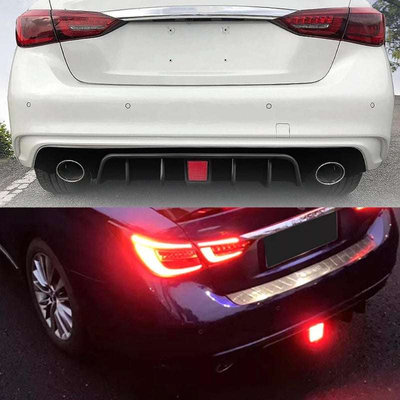 NeespoC Rear Diffuser W/LED Brake Light Fit for Infiniti Q50 2018-2024 3.0t/ Luxe/RED Sport 400/ Sensory,Rear Bumper Lower Lip Splitter Spoiler Body Kit Trim Exterior Accessories(Carbon Fiber Style) - Image 4