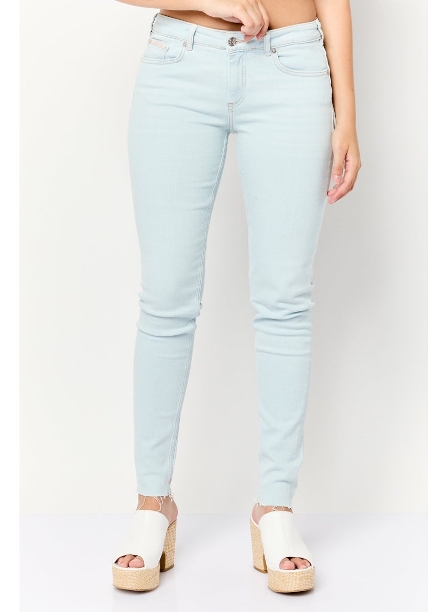 Scotch & Soda Women Skinny Fit Mid Rise Stretchable Jeans, Blue  - Image 1