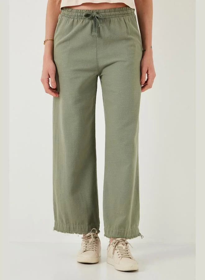 ليلا بنطلون نسائي واسع الساق بخصر عالٍ بقصة مريحة من قطن ليلا