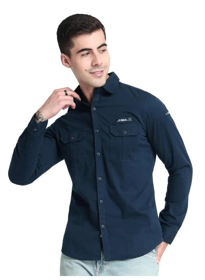 بيونغ Navy Blue Urban Shirt for Men