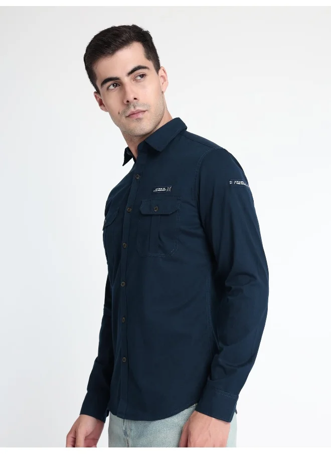 بيونغ Navy Blue Urban Shirt for Men