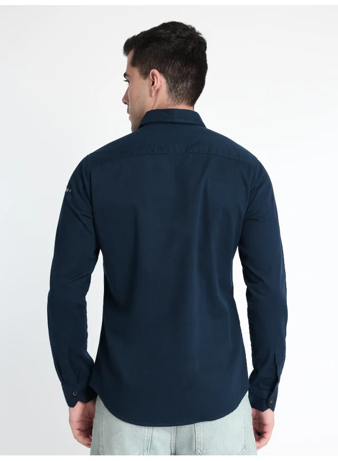 Beyoung Navy Blue Urban Shirt for Men