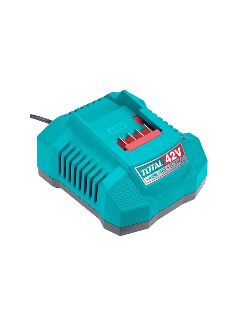 توتال شاحن بطارية ليثيوم أيون 42 فولت من توتال (2 أمبير)، شاحن سريع 220-240 فولت لأدوات توتال الكهربائية من سلسلة P42M، محطة شحن سريعة مزودة بمؤشر LED - Image 4