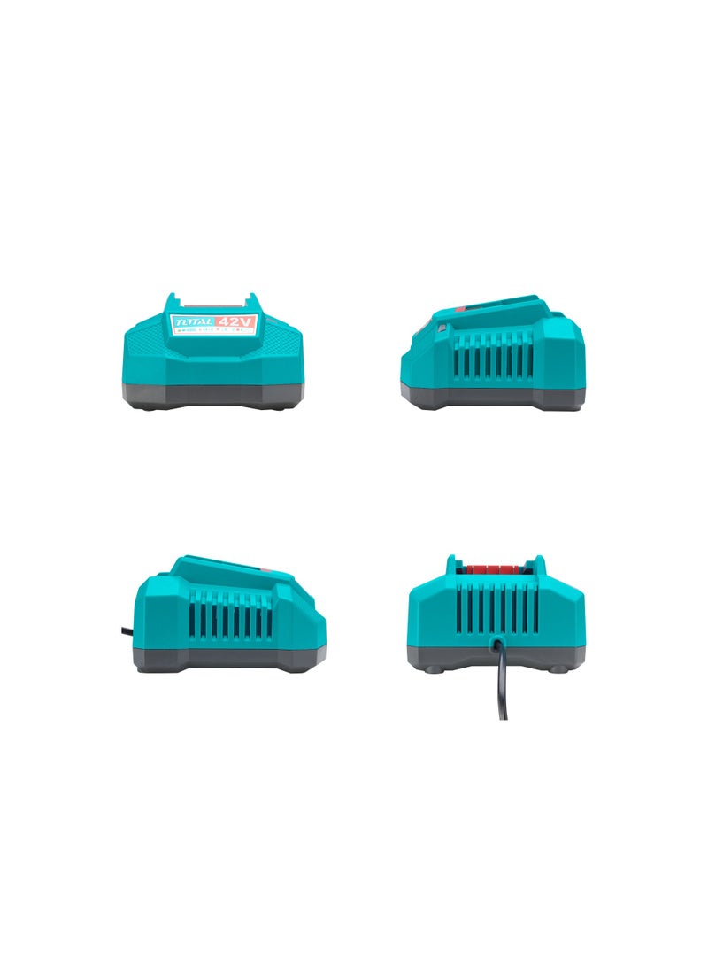 توتال شاحن بطارية ليثيوم أيون 42 فولت من توتال (2 أمبير)، شاحن سريع 220-240 فولت لأدوات توتال الكهربائية من سلسلة P42M، محطة شحن سريعة مزودة بمؤشر LED - Image 5