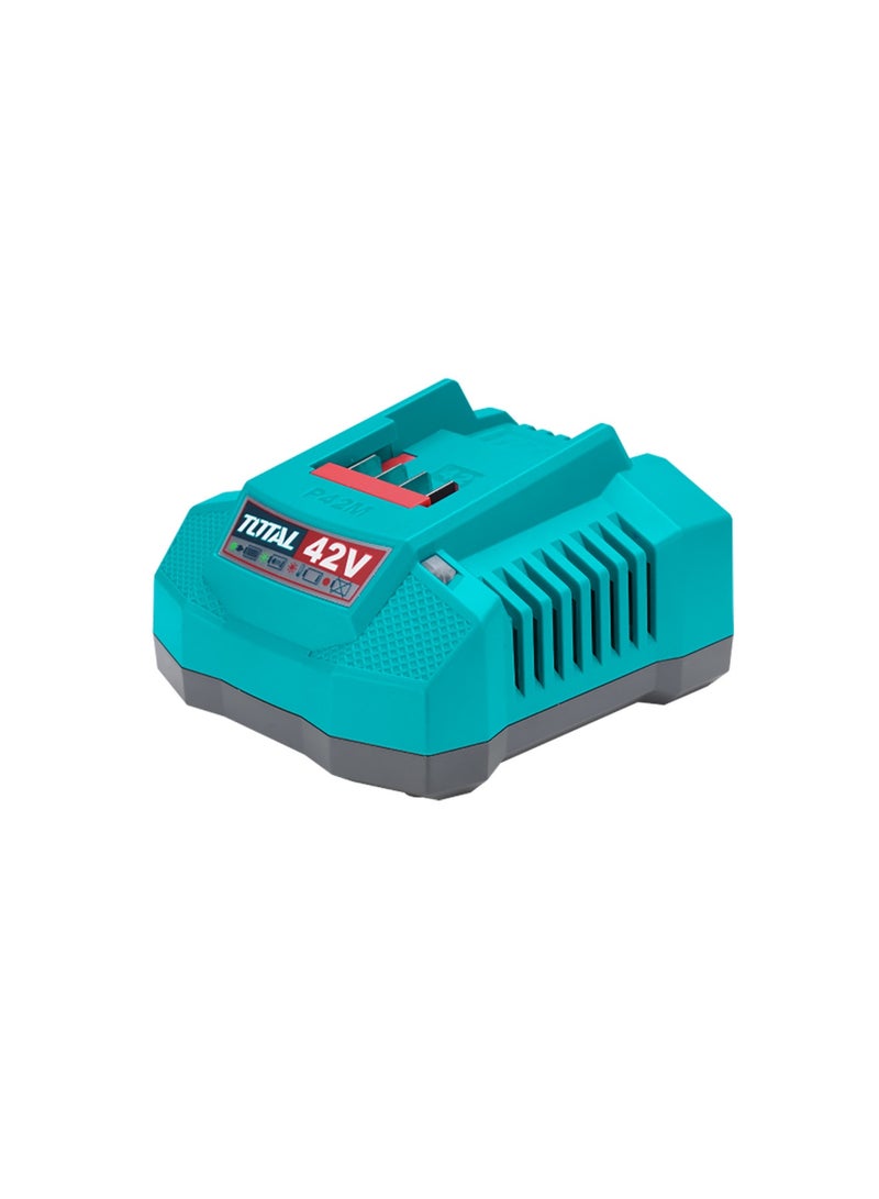 توتال شاحن بطارية ليثيوم أيون 42 فولت من توتال (2 أمبير)، شاحن سريع 220-240 فولت لأدوات توتال الكهربائية من سلسلة P42M، محطة شحن سريعة مزودة بمؤشر LED - Image 3