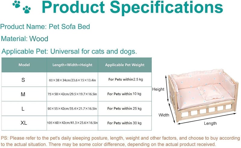 Wooden Elevated Dog Bed with Mattress Pillow, Portable Small/Medium/Large Raised Pet Cot, for Indoor, Outdoor, Training, Orthopedic Joint (Color : Style1, Size : L-90x55x42cm/35x22x17) (Style2 S) - Image 3