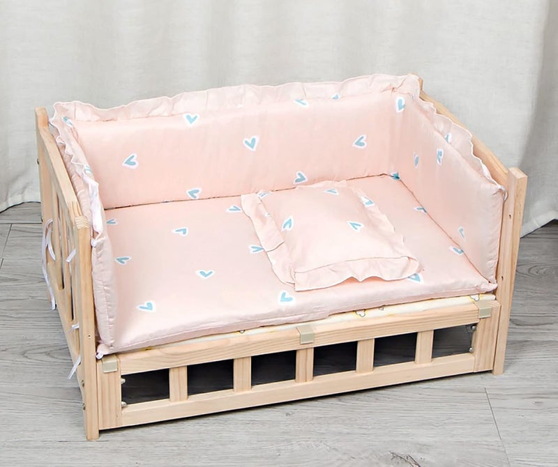 Wooden Elevated Dog Bed with Mattress Pillow, Portable Small/Medium/Large Raised Pet Cot, for Indoor, Outdoor, Training, Orthopedic Joint (Color : Style1, Size : L-90x55x42cm/35x22x17) (Style2 S) - Image 2