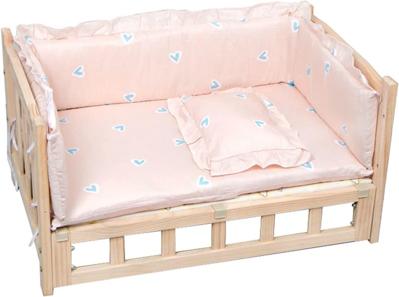 Wooden Elevated Dog Bed with Mattress Pillow, Portable Small/Medium/Large Raised Pet Cot, for Indoor, Outdoor, Training, Orthopedic Joint (Color : Style1, Size : L-90x55x42cm/35x22x17) (Style2 S) - Image 1