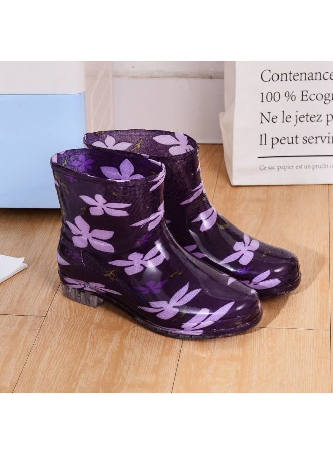 Water Shoes Women's Rain Boots Short Tube Fleece-lined Cotton Winter Boots Waterproof Work Rain Boots Thick Warm Winter Fashion