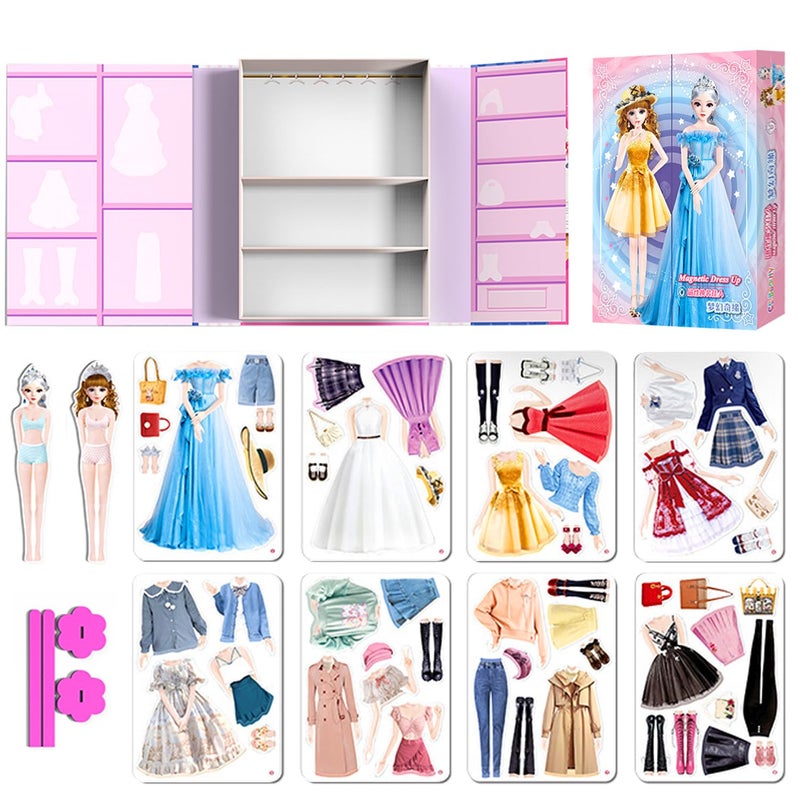 Daniel Axel Magnetic Dress Up Paper Doll Pretend Play Game ToysDollhouse Magnet People Clothes Puzzles Development for 3 Year Old Girls ToddlerPreschool Learning Created Imagine Birthday Gift C Set - Image 3