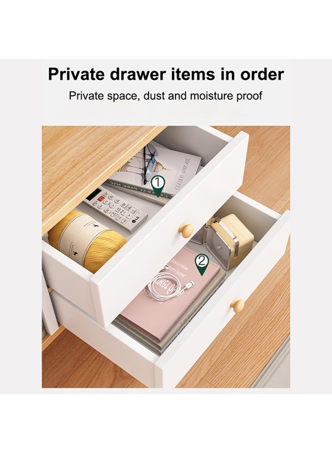 هاي هونور طاولة جانبية بجانب السرير مع درج، طاولة خشبية بجانب السرير مع رف تخزين مفتوح، طاولة جانبية حديثة لتخزين خزانة بجانب السرير، طاولة جانبية لغرفة المعيشة وغرفة النوم (رمادي) - Image 2