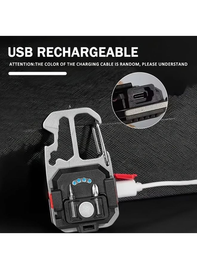 1pc Mini Keychain Lamp USB Rechargeable 6 Modes Torch Portable Emergency COB Pocket Work Light with Magnet Base Bright Floodlight Flashlight with Battery Level Display Suitable for Home Travel Fishing BBQ - Image 4
