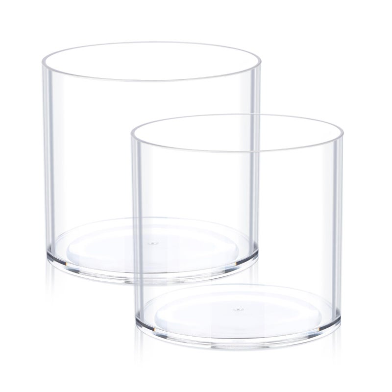 JYPS Flower Clear Vase Centerpiece for Home 1-Set of 2 Sizes  Wedding Party  Plastic Clear Cylinder Wide Vase for Flowers  Decorative Wide Mouth Vase for Decor  Centerpieces  Large Clear Container - Image 1