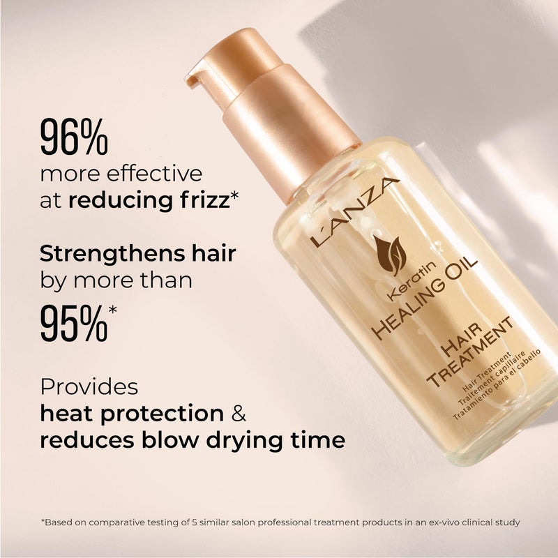 LANZA L'ANZA Keratin Healing Hair Oil Treatment, Keratin Hair Treatment, Hair Oil For Damaged Hair, Revives & Nourishes, Sulfate Free Healing Oil for Hair with Phyto IV Complex, Cruelty Free Hair Care - Image 3