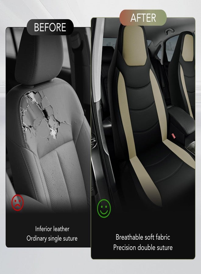 Road Comforts Car Seat Cover, Front Leather Car Seat Covers, Automotive Low Back Sport Car Seat Covers, Airbag Compatible, Universal Fit for Most Cars (Beige) - Image 4